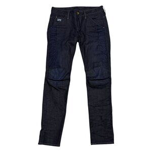 G STAR RAW 3301 ELVA TAPERED Dark Wash Luxury Designer Denim Jeans Womens 10